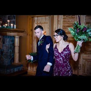 Burgundy lace formal floor length dress